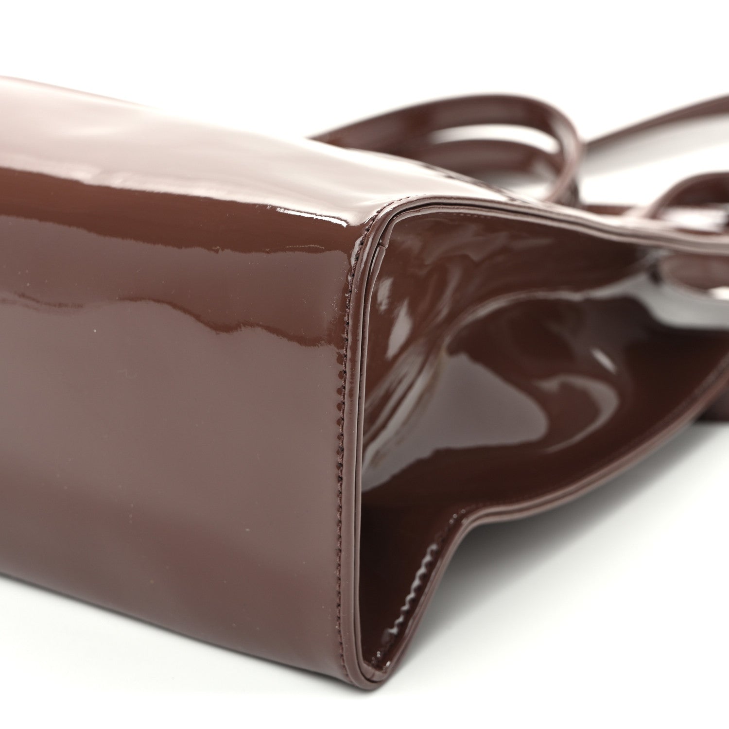 Telfar Patent Vegan Leather Medium Shopping Bag Chocolate 9 of 9