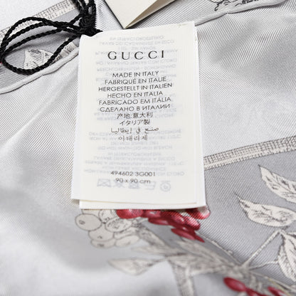 Gucci Silk Twill Wondergardenia Square Scarf Zinc Beige 3 of 4