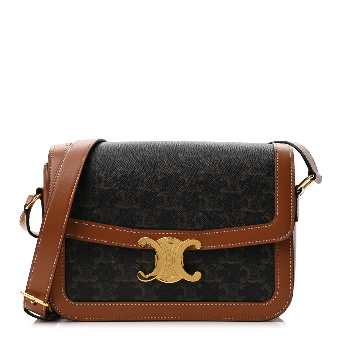 Triomphe Canvas Calfskin Medium Triomphe Bag Tan