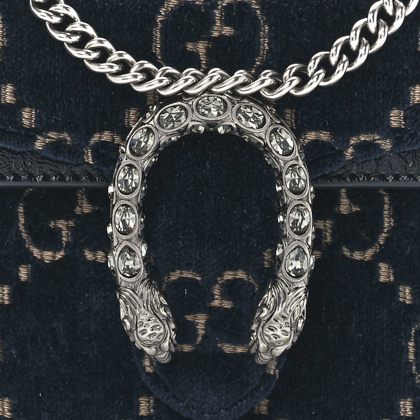 Velvet GG Monogram Super Mini Dionysus Shoulder Bag Blue Beige Black