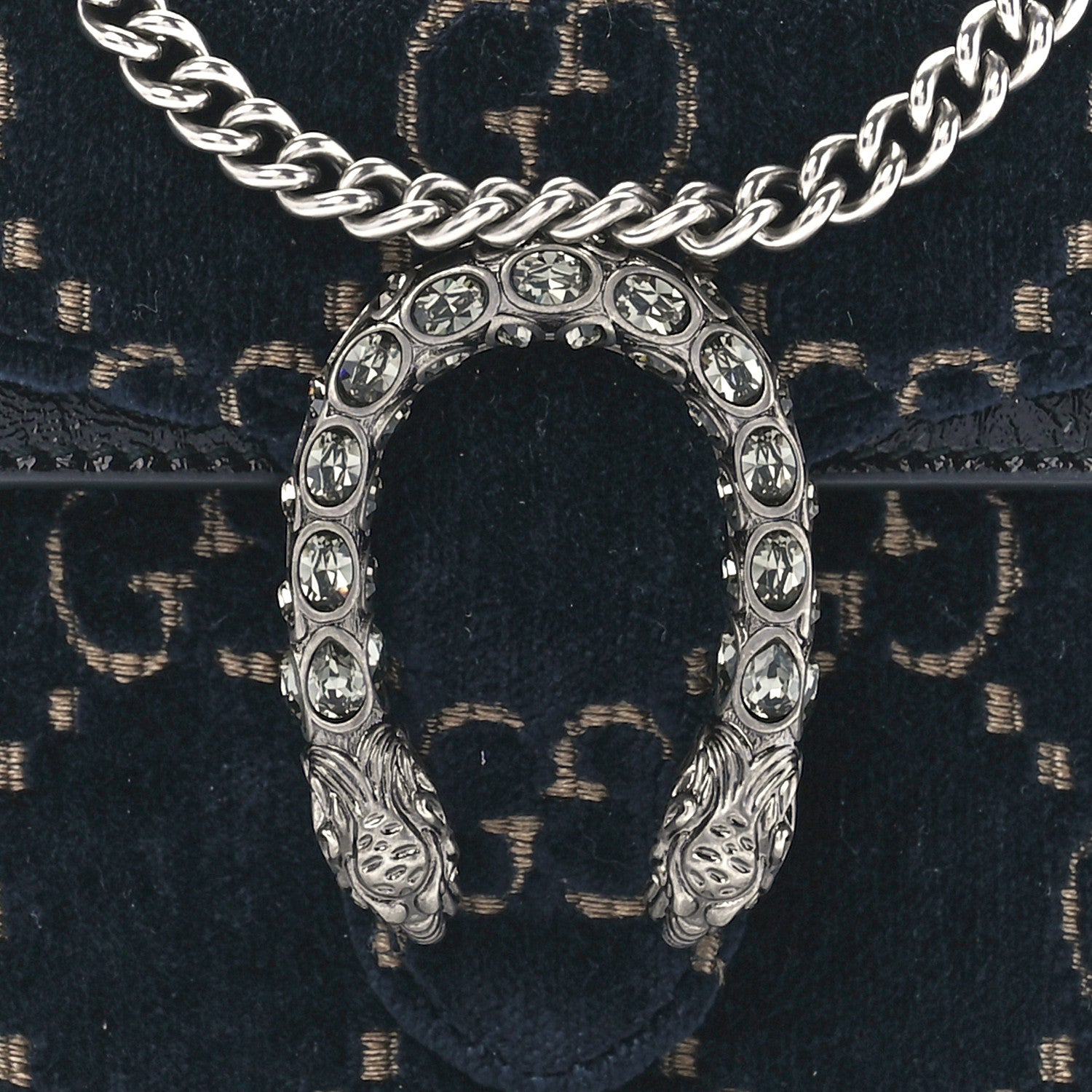 Gucci Velvet GG Monogram Super Mini Dionysus Shoulder Bag Blue Beige Black 7 of 11