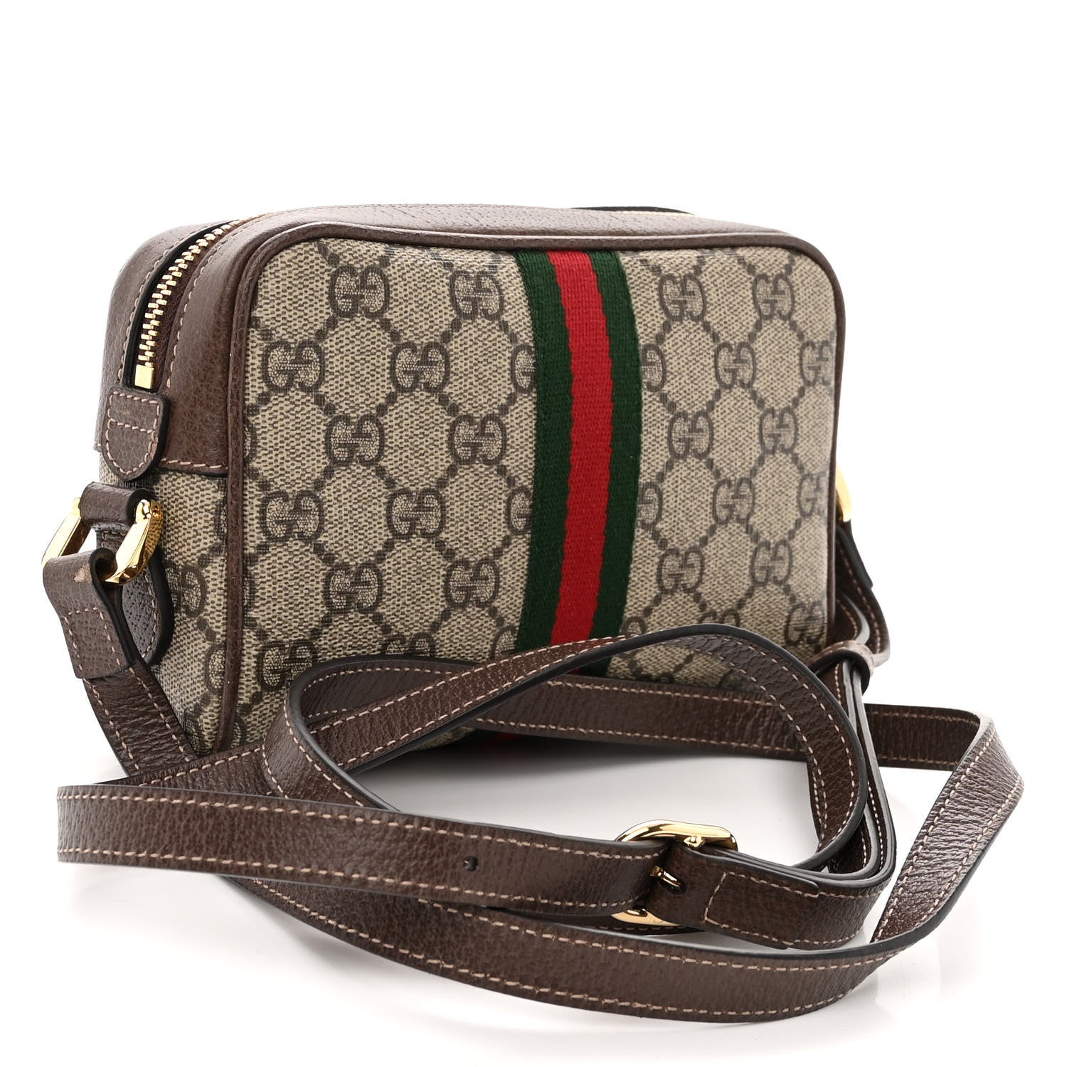 Gucci GG Supreme Monogram Web Mini Ophidia Shoulder Bag Brown 5 of 16