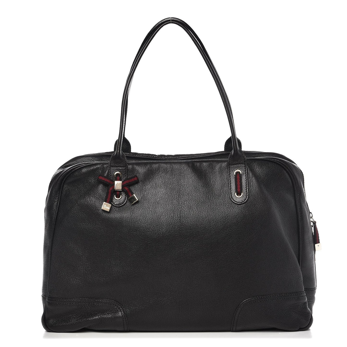 Calfskin Large Princy Boston Tote Black