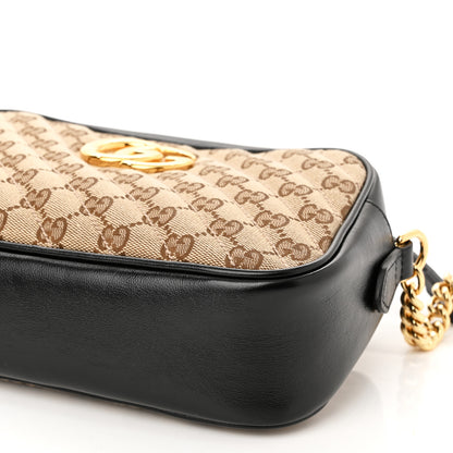 Gucci Monogram Matelasse Diagonal Small GG Marmont Chain Shoulder Bag Beige Black 10 of 10
