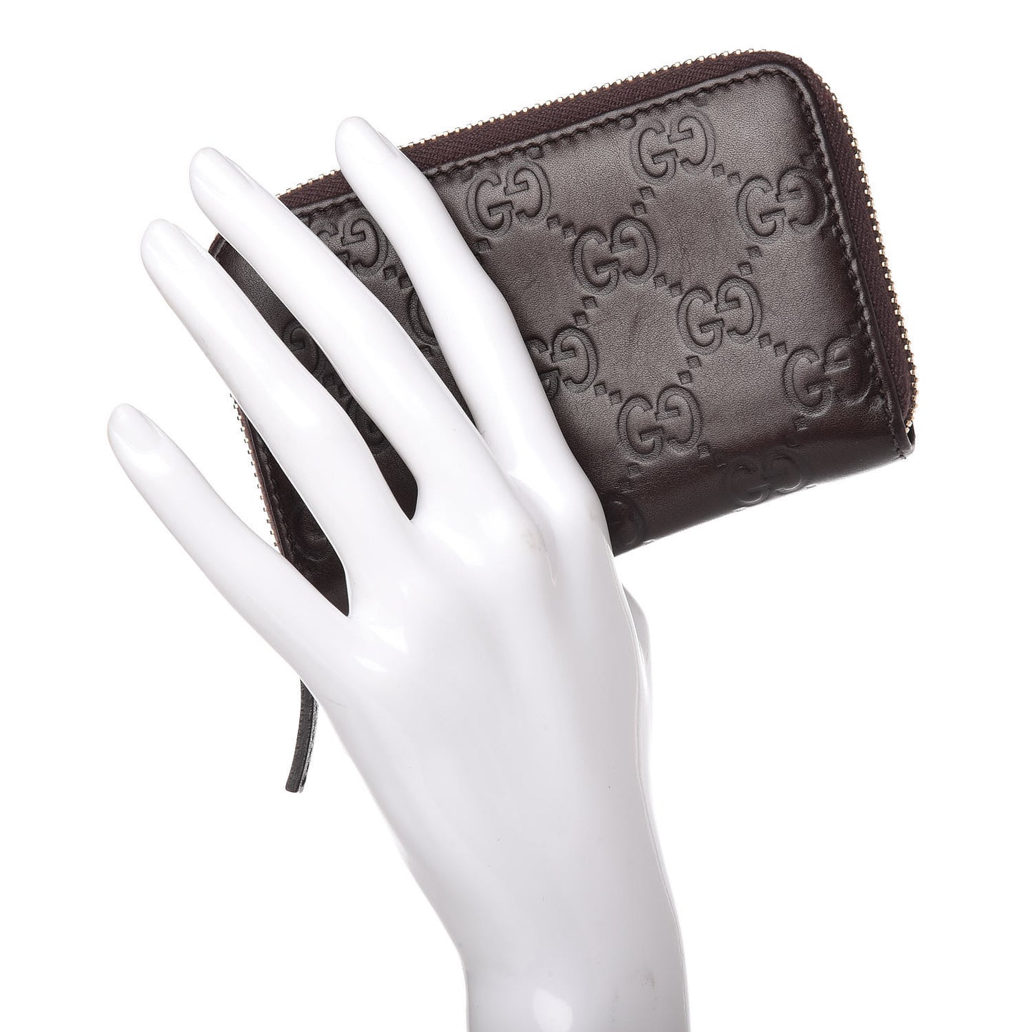 Guccissima Zip Around Card Case Chocolate