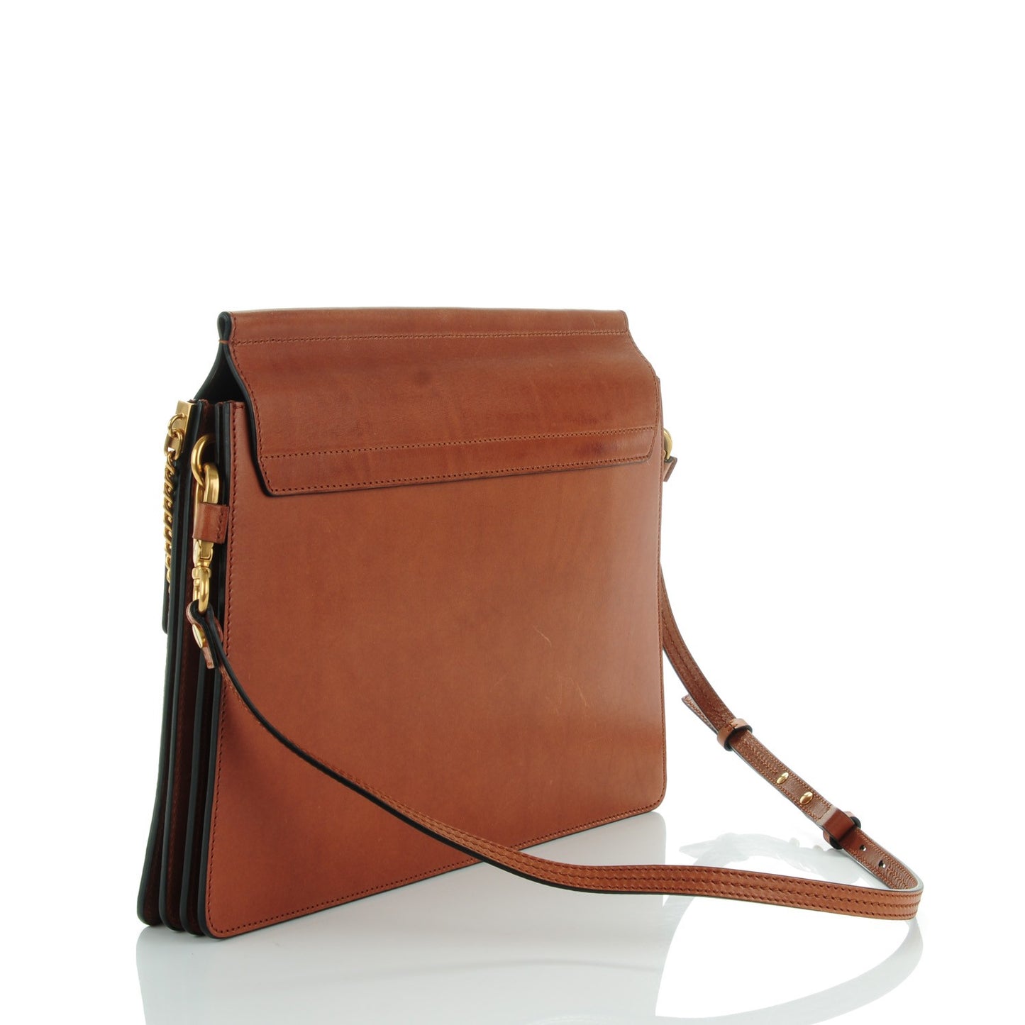Suede Calfskin Striped Shearling Medium Faye Shoulder Bag Mahogany