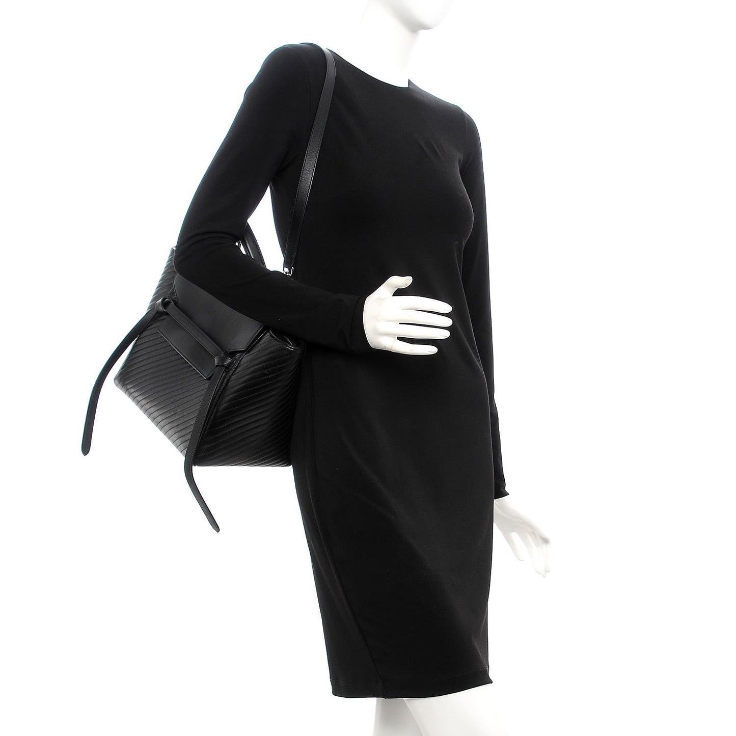 Calfskin Diagonal Quilted Mini Belt Bag Black