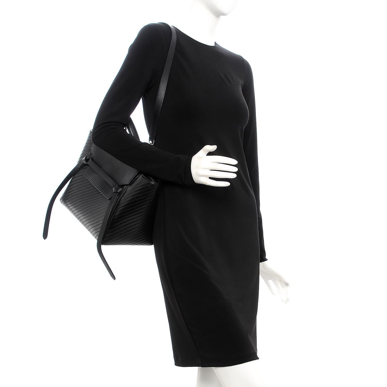 Celine Calfskin Diagonal Quilted Mini Belt Bag Black 2 of 8