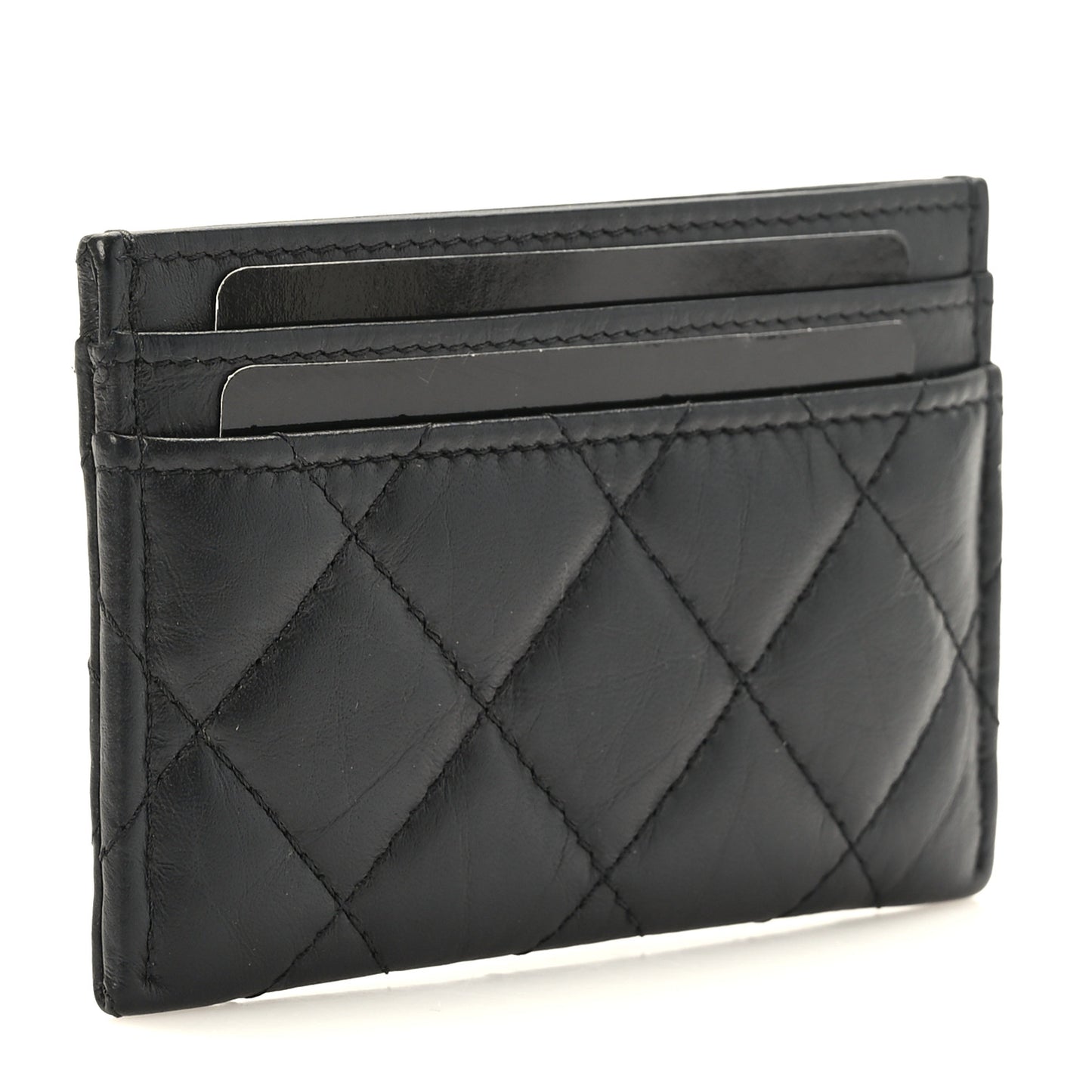 Aged Calfskin Quilted Reissue Card Holder So Black
