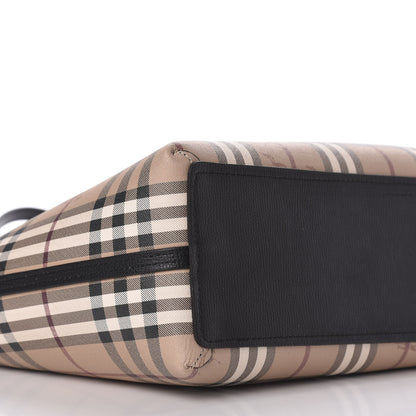 Burberry Grainy Calfskin Haymarket Check Medium Reversible Tote Black 12 of 16