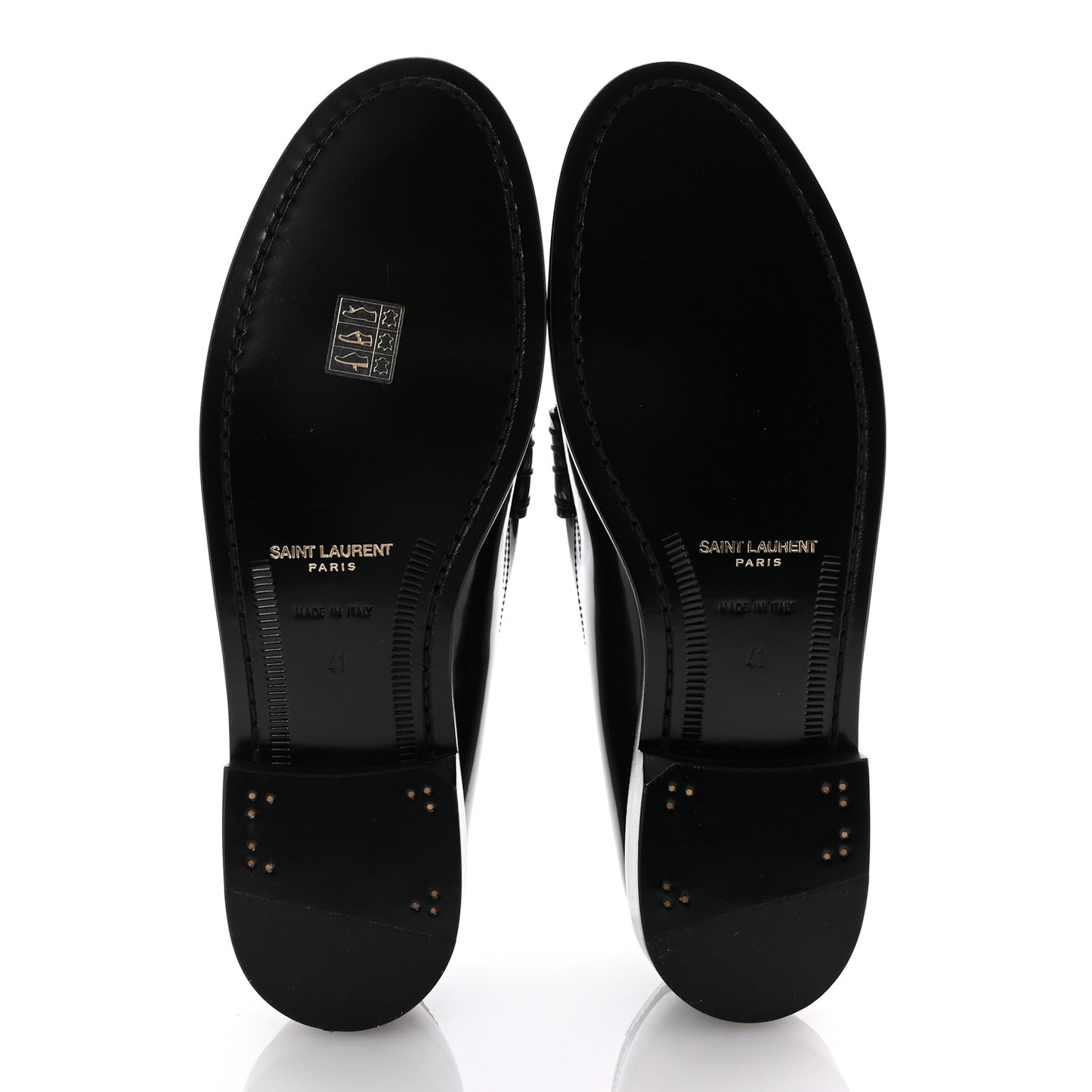 Glazed Calfskin Le Loafer Penny Slippers 41 Black