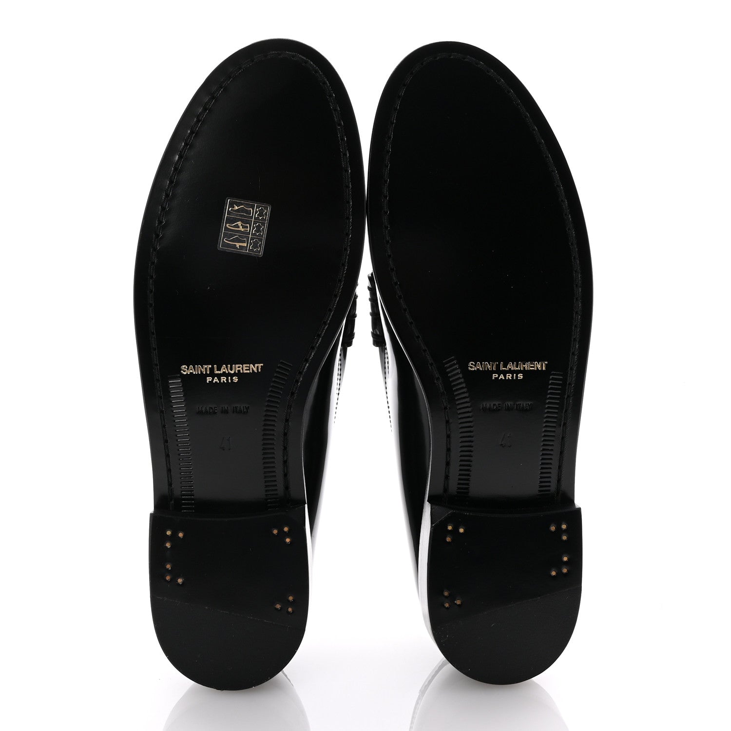 Saint Laurent Glazed Calfskin Le Loafer Penny Slippers 41 Black 6 of 9