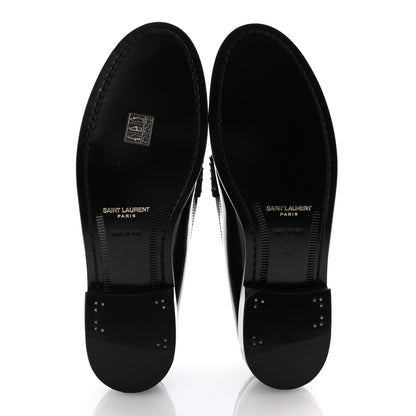 Saint Laurent Glazed Calfskin Le Loafer Penny Slippers 41 Black 6 of 9