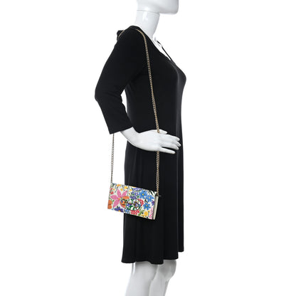 Gucci X KEN SCOTT New Shangai Calfskin Jardin D'Avril Floral Print Horsebit 1955 Wallet On Chain Ivory Pink 2 of 10