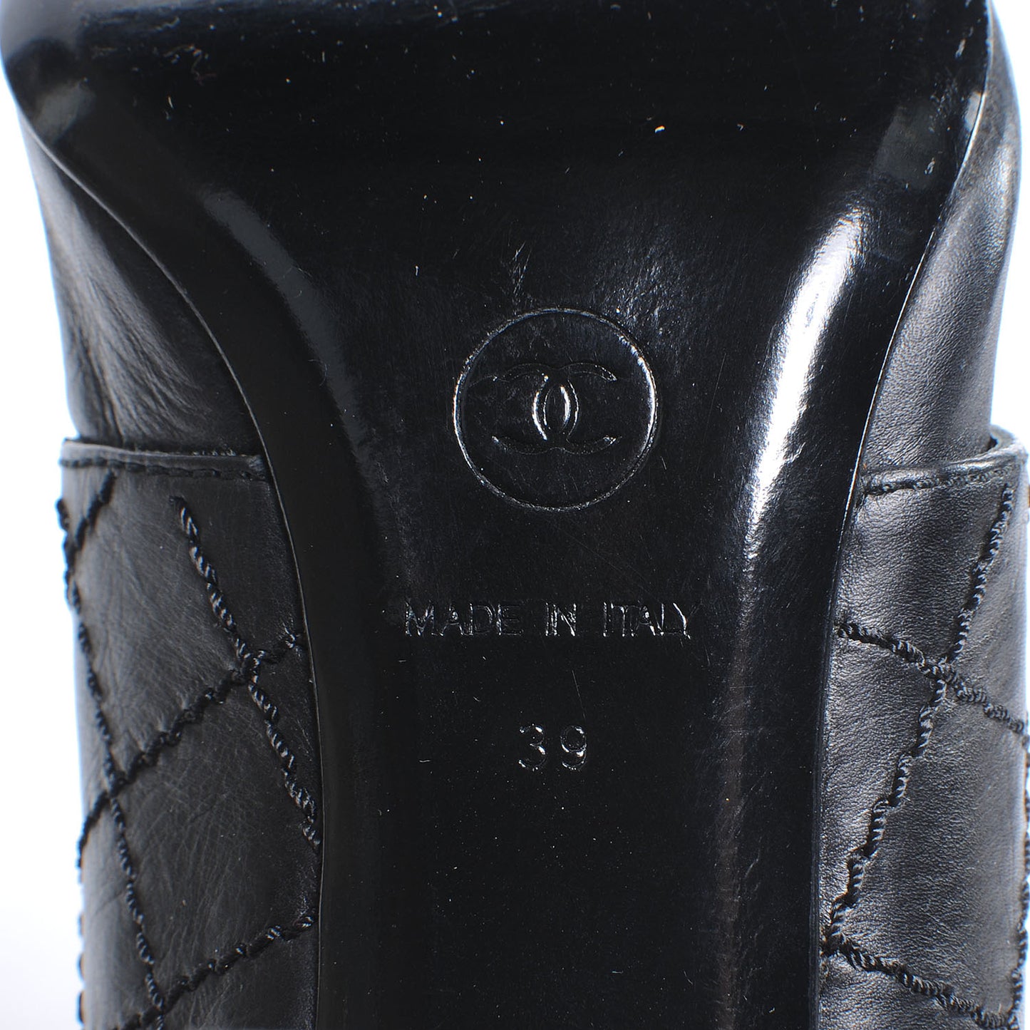 Quilted Leather Ankle CC Boots 39 Black