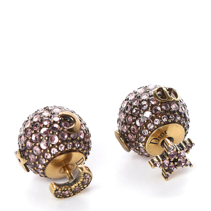 Christian Dior Crystal Star Moon Tribal Earrings Pink Gold 3 of 5