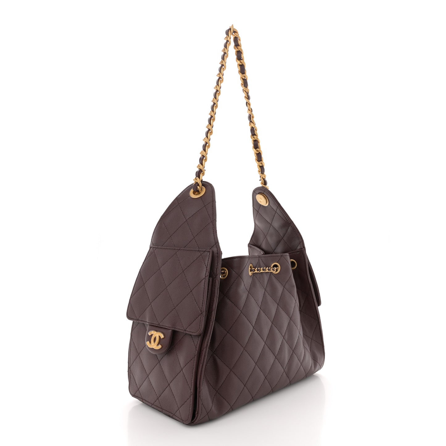 Caviar Quilted Small Chanel 25 Handbag Dark Brown