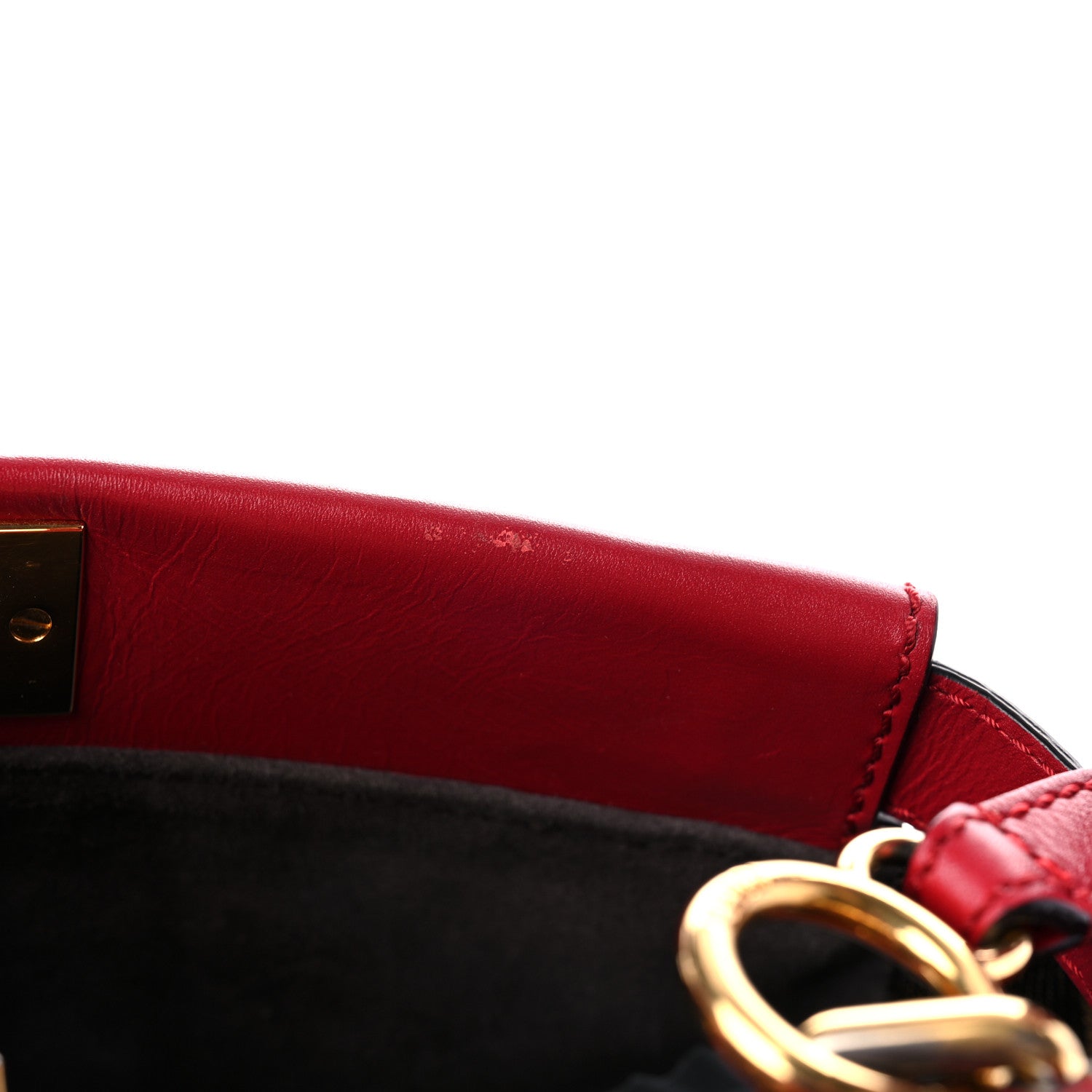 Fendi Vitello Morgan Fabric Jacquard Pequin Medium Peekaboo Iconic Satchel Mattone Tobacco Black 24 of 25