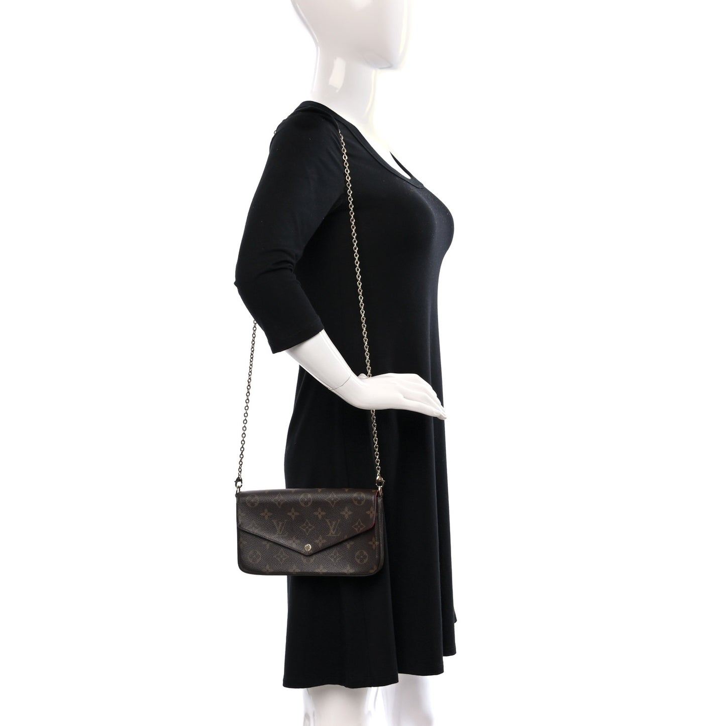 Monogram Pochette Felicie Chain Wallet Fuchsia
