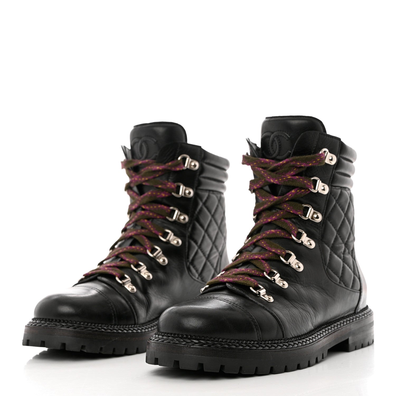 Chanel Lambskin Quilted Lace Up Boots 39 3 of 11