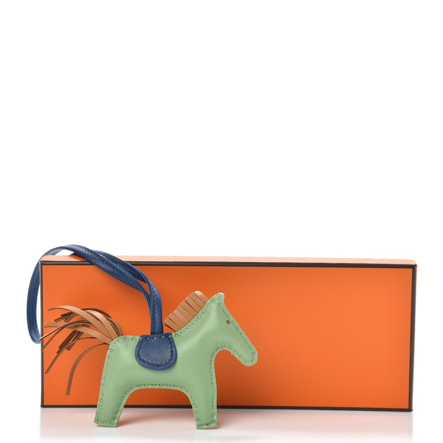 Milo Lambskin Grigri Rodeo Horse Bag Charm PM Vert Criquet Sesame Bleu de Malte