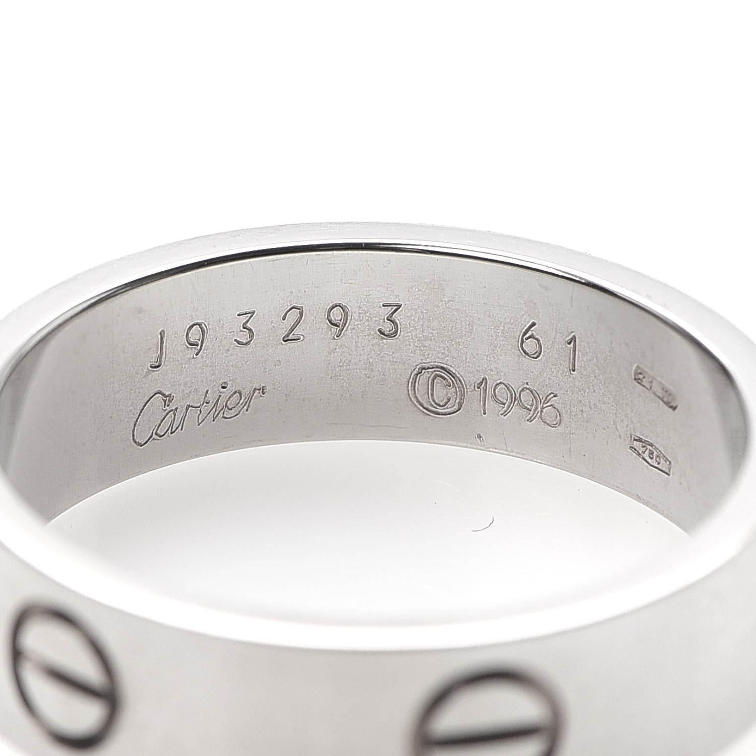 Cartier 18K White Gold 5.5mm LOVE Ring 61 9.5 4 of 4