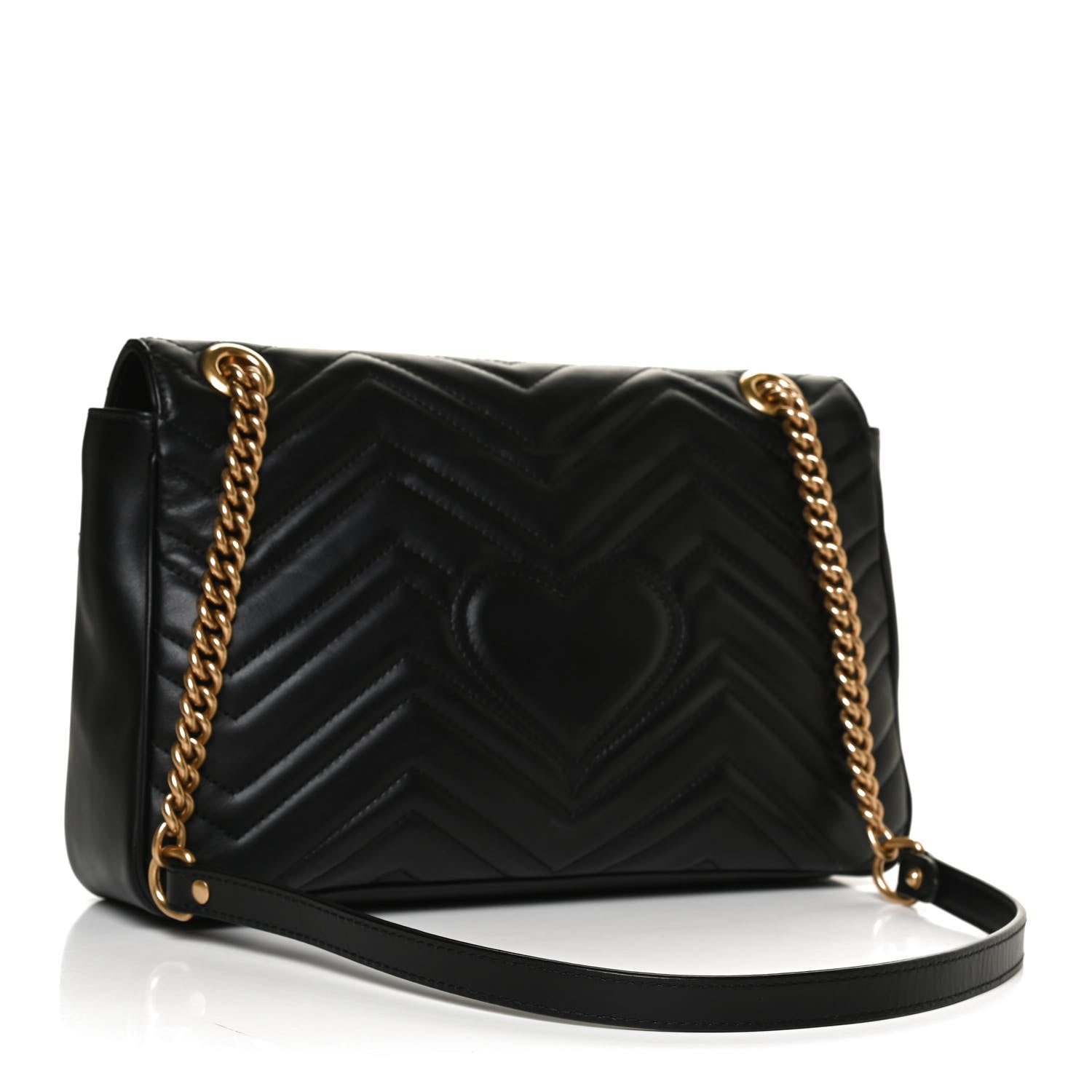 Gucci Calfskin Matelasse Medium GG Marmont Shoulder Bag Black 3 of 11