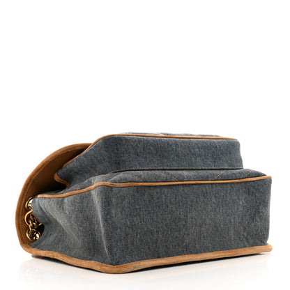Saint Laurent Denim Suede Monogram Medium Niki Chain Satchel Blue Cinnamon 4 of 10