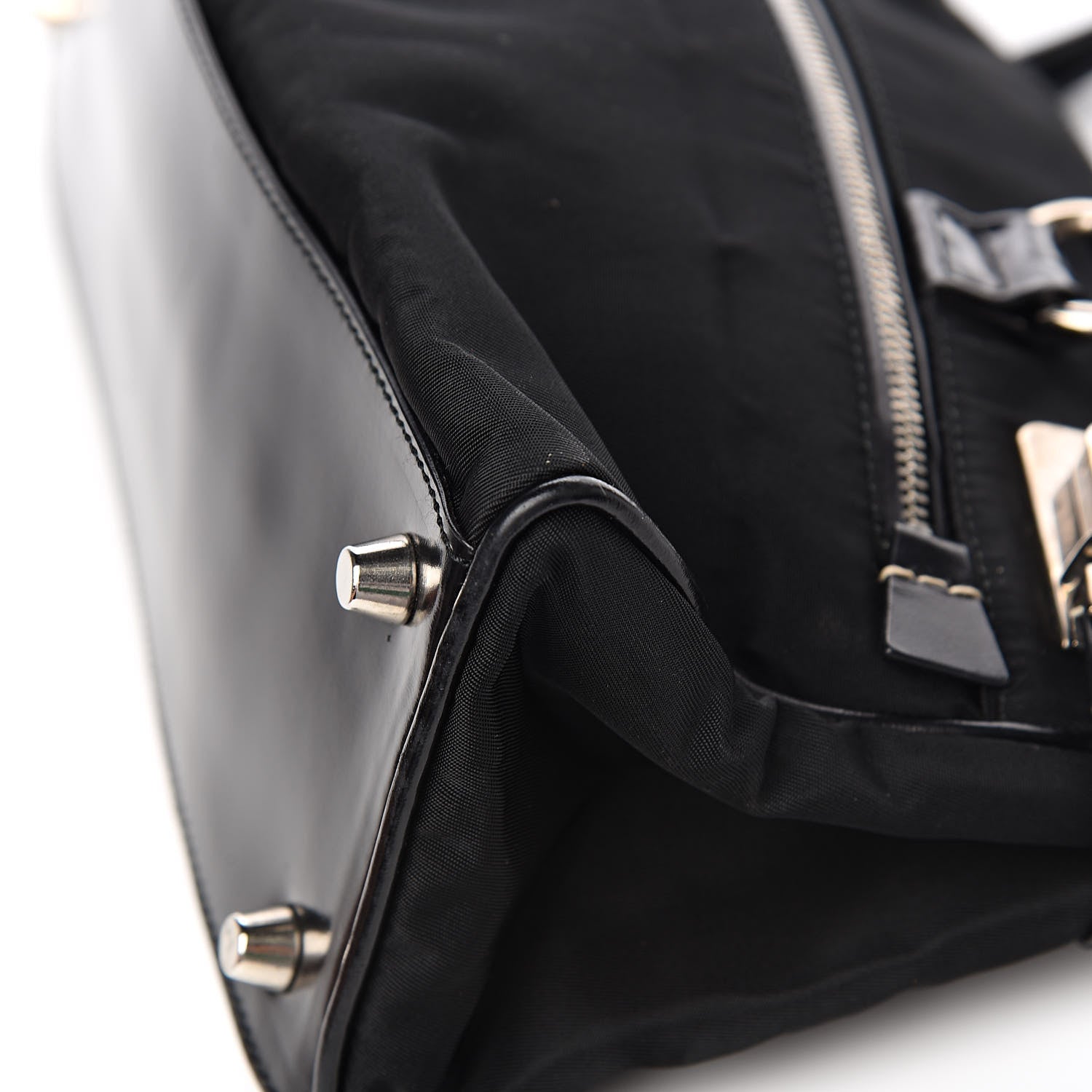 Prada Tessuto Vitello Top Handle Bag Black 12 of 13