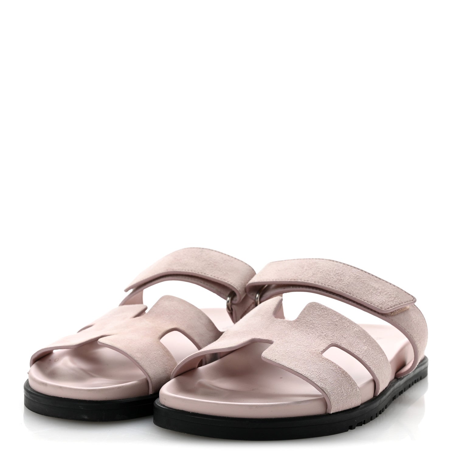 Hermes Suede Goatskin Womens Chypre Sandals 38.5 Rose Porcelaine 4 of 9