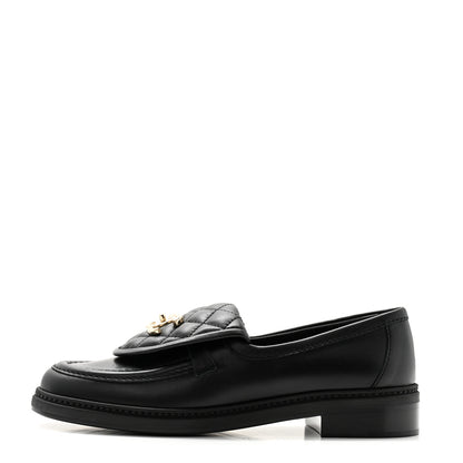 Chanel Lambskin Quilted CC Turnlock Loafers 37 Black 1 of 8