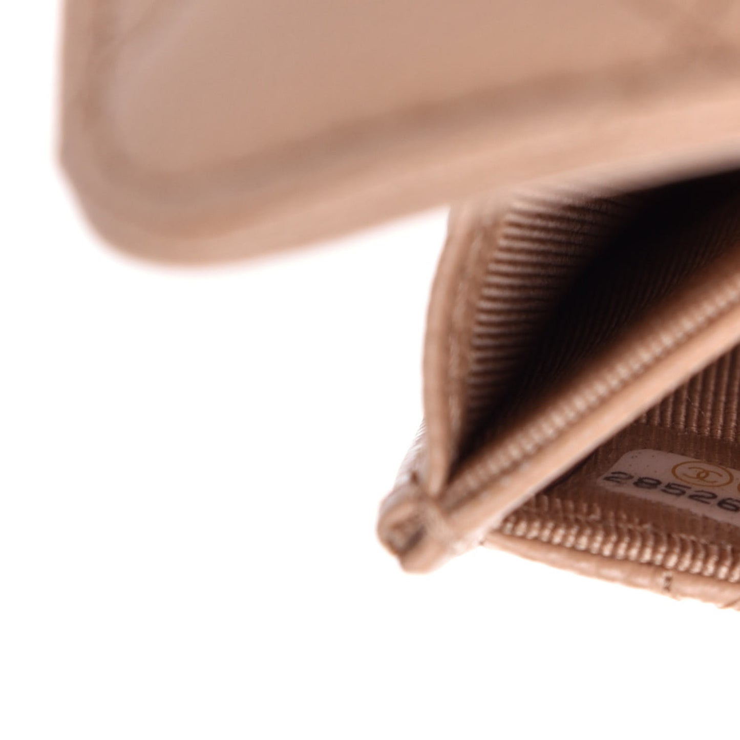 Caviar Quilted Flap Card Holder Wallet Beige