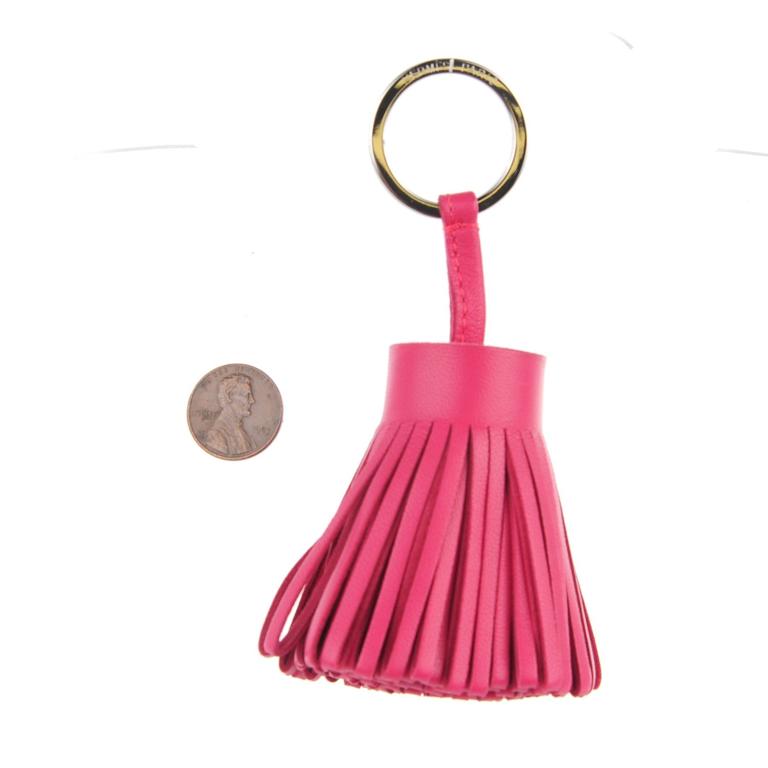 Hermes Lambskin Carmen Tassel Key Holder Rose Shocking 2 of 5