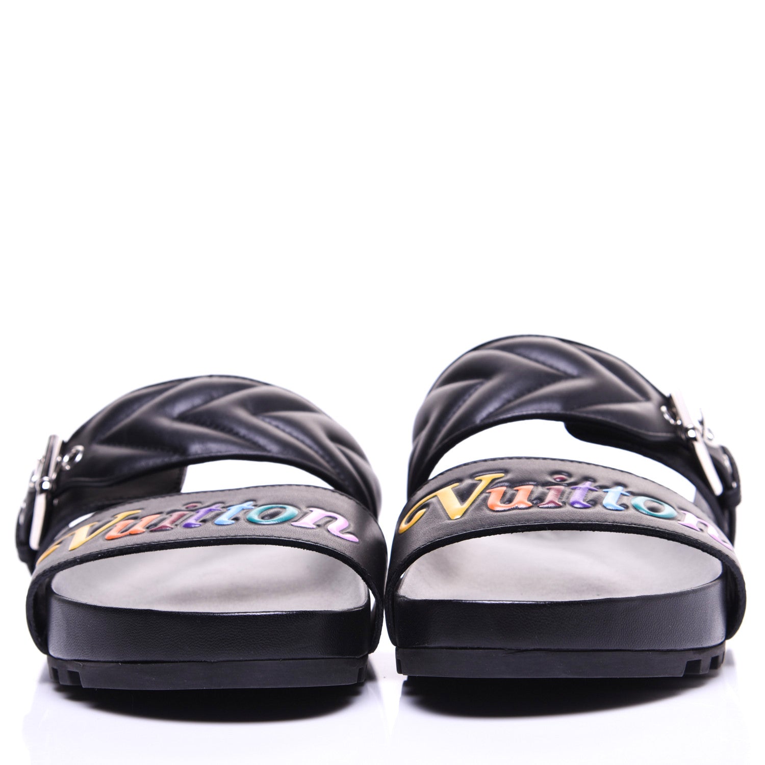 Louis Vuitton Calfskin New Wave Bom Dia Mule Sandals 37 Black 2 of 11