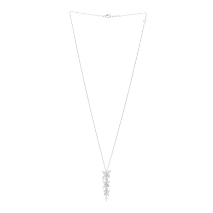 Tiffany Platinum Diamond Victoria Mixed Cluster Drop Pendant Necklace 3 of 5