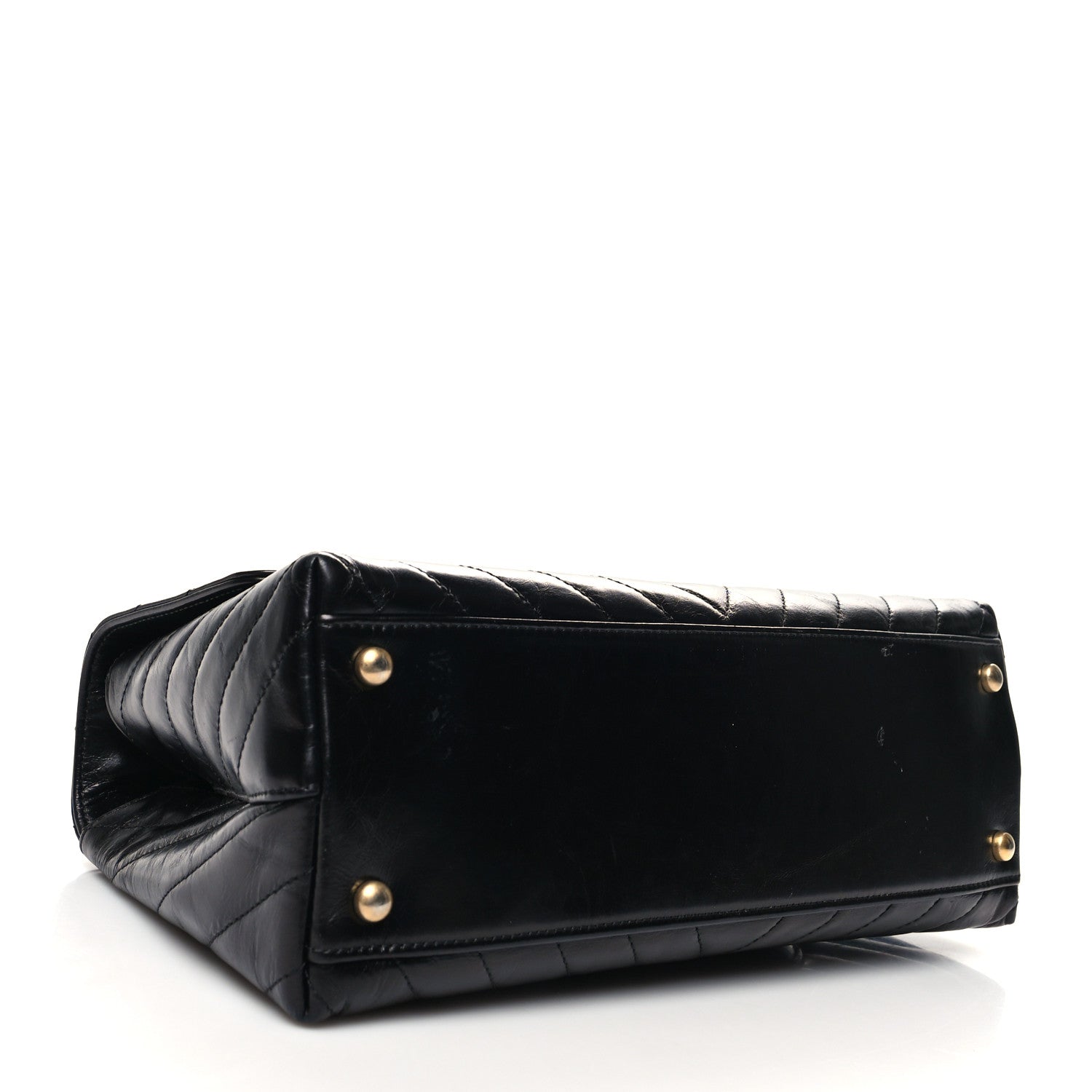 Chanel Calfskin Lizard Chevron Quilted Small Coco Handle Flap Black 4 of 12