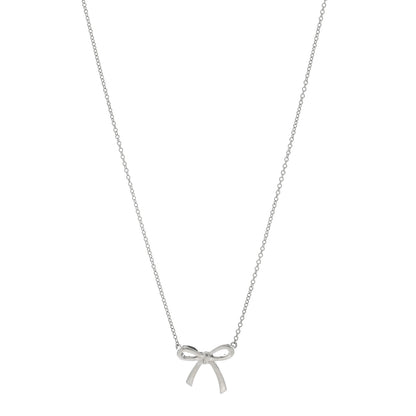 Tiffany Sterling Silver Small Bow Pendant Necklace 1 of 5