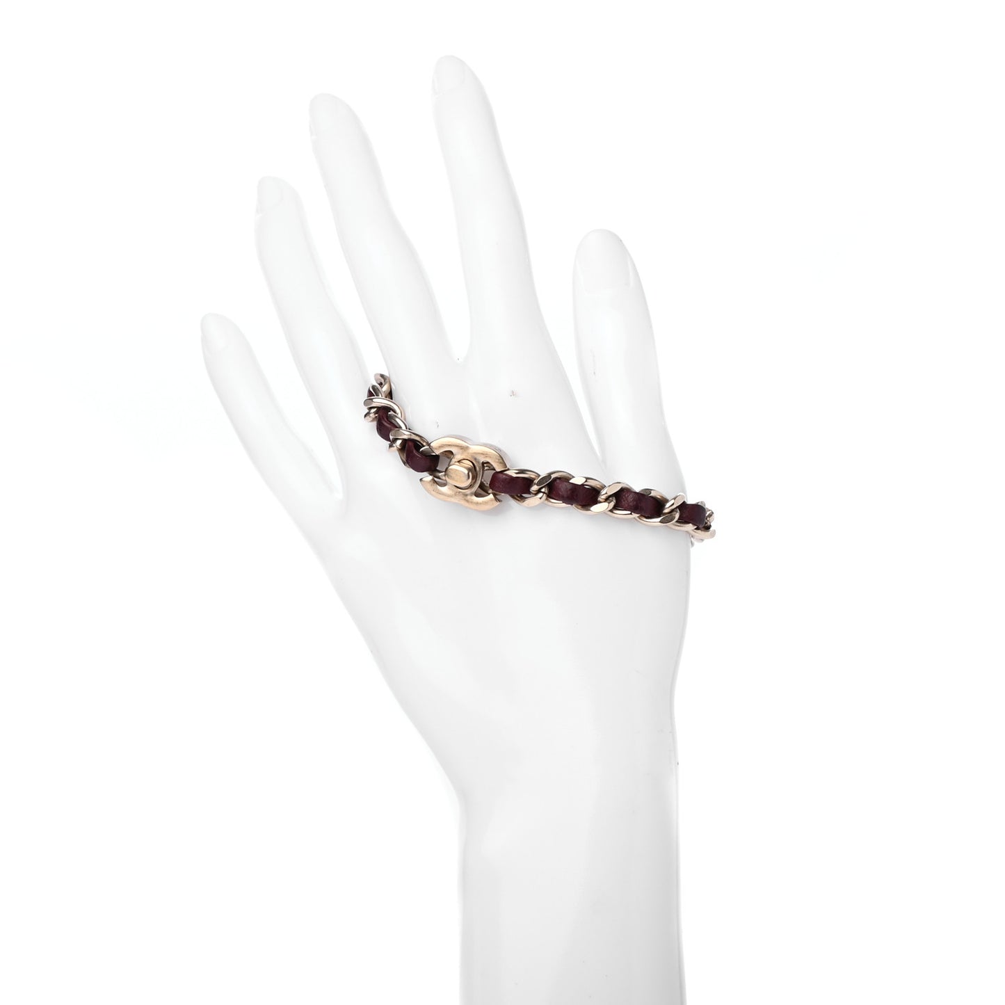 Lambskin CC Turnlock Chain Bracelet Bordeaux
