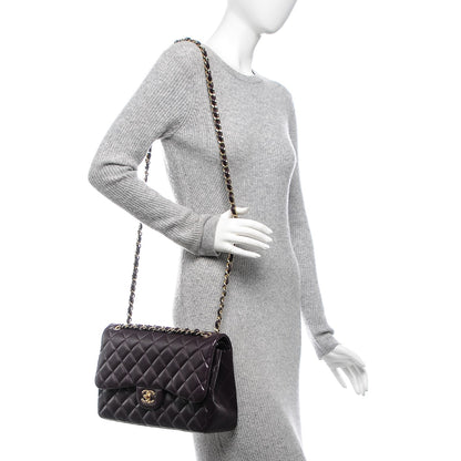Chanel Lambskin Quilted Jumbo Double Flap Purple 2 of 9