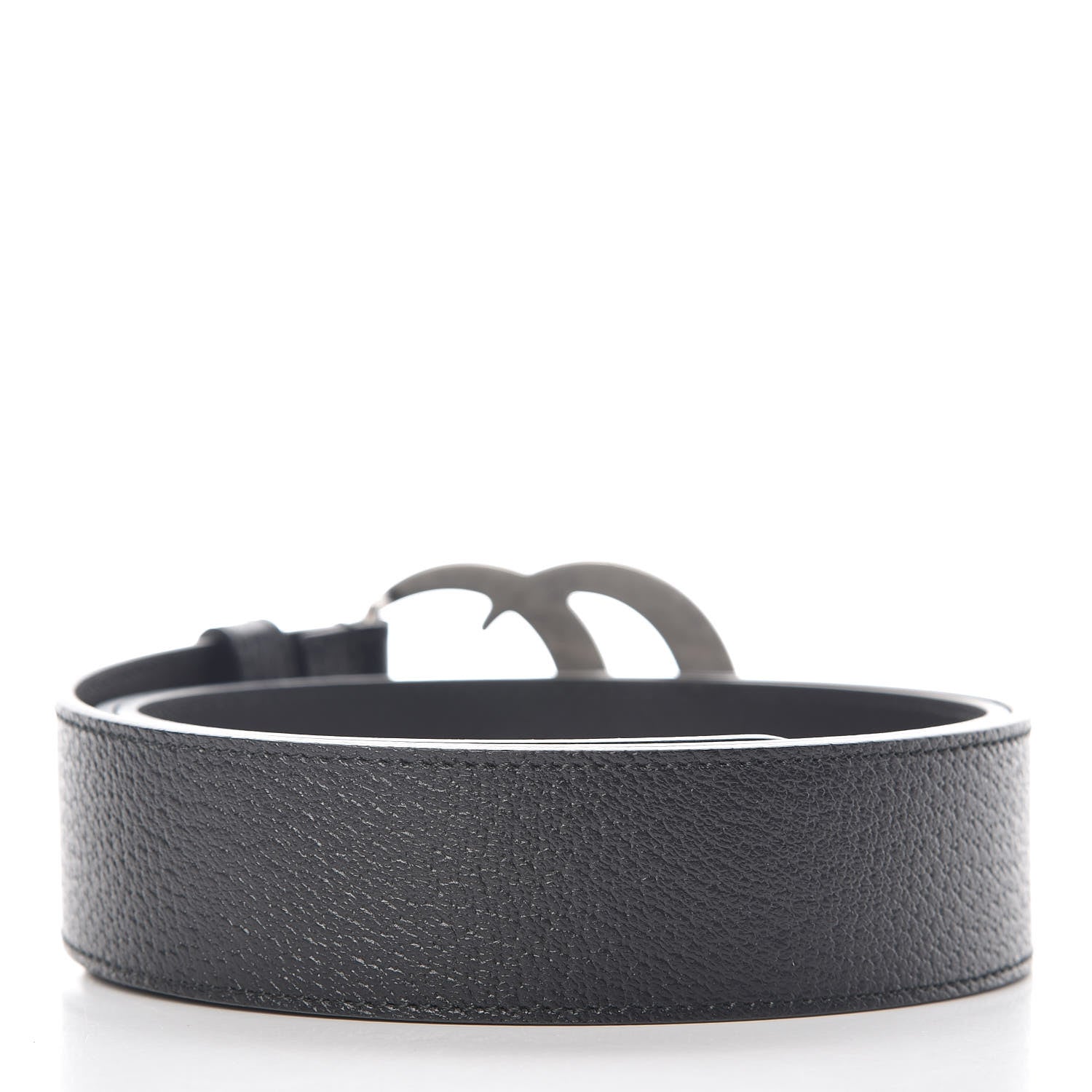 Gucci Textured Dollar Calfskin Nickel Double G 40mm Belt 100 40 Dark Cocoa 3 of 7