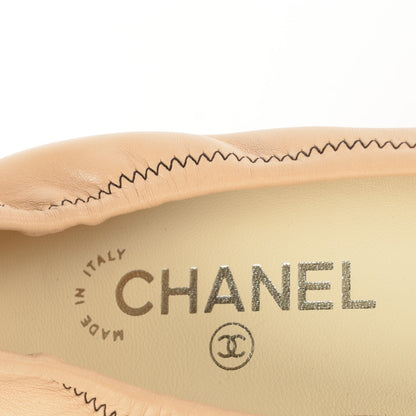 Chanel Lambskin Cap Toe Ballerina Flats 37 Beige Black 7 of 7