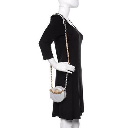 Chanel Iridescent Calfskin Quilted 19 Round Clutch With Chain White 2 of 11