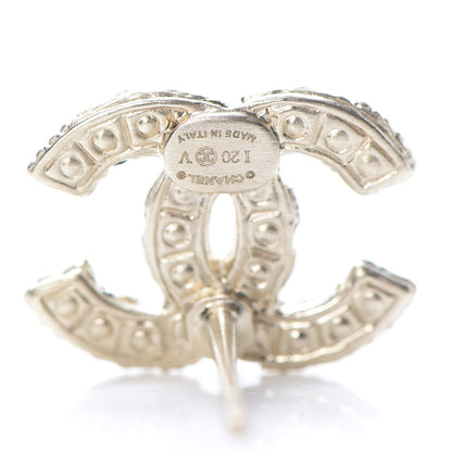 Chanel Pearl Crystal CC Stud Earrings Gold 4 of 5