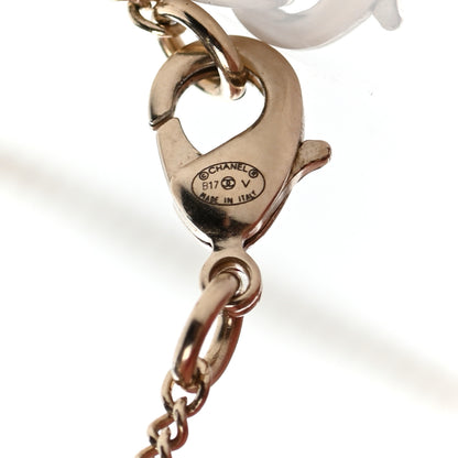 Chanel Metal Quilted CC Pendant Necklace Gold White 5 of 5