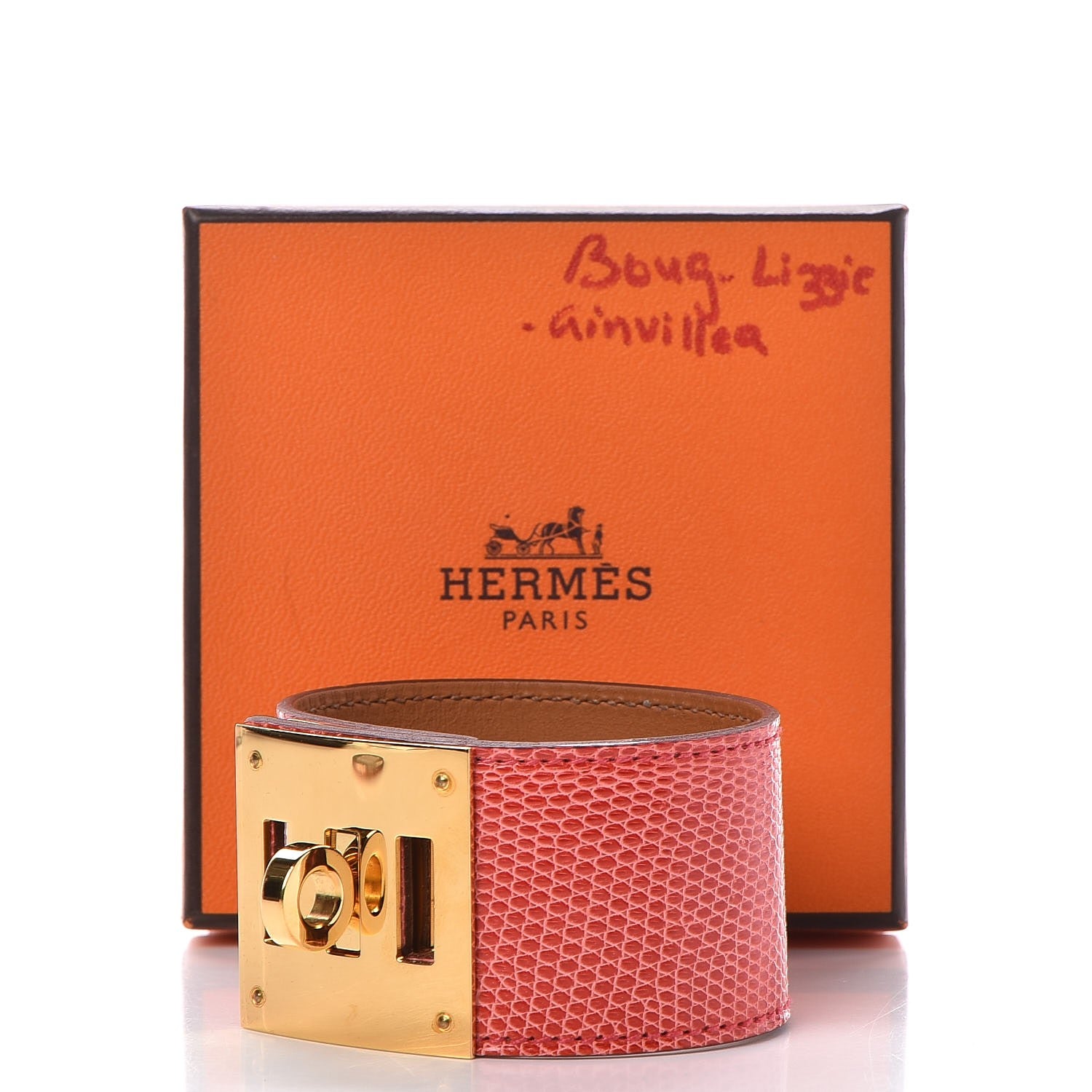 Hermes Lizard Kelly Dog Cuff Bougainvillea 7 of 7