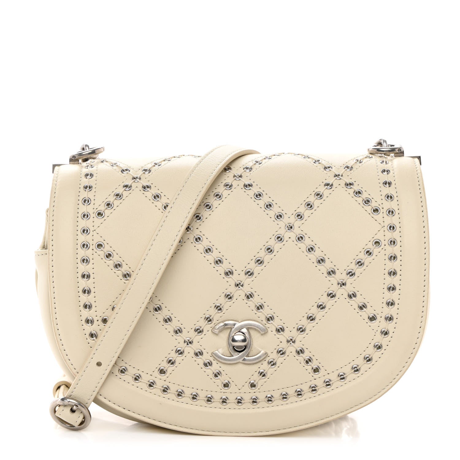 Chanel Calfskin Coco Eyelets Small Flap Bag Ivory 1 of 16