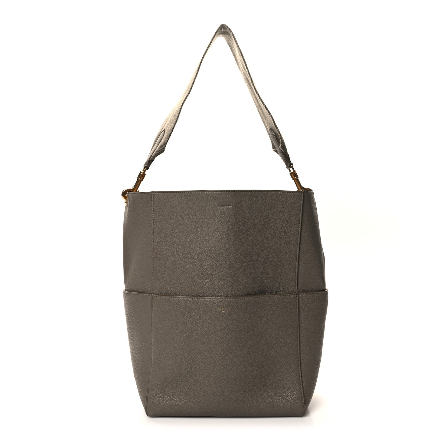 Soft Grained Calfskin Sangle Bucket Bag Taupe