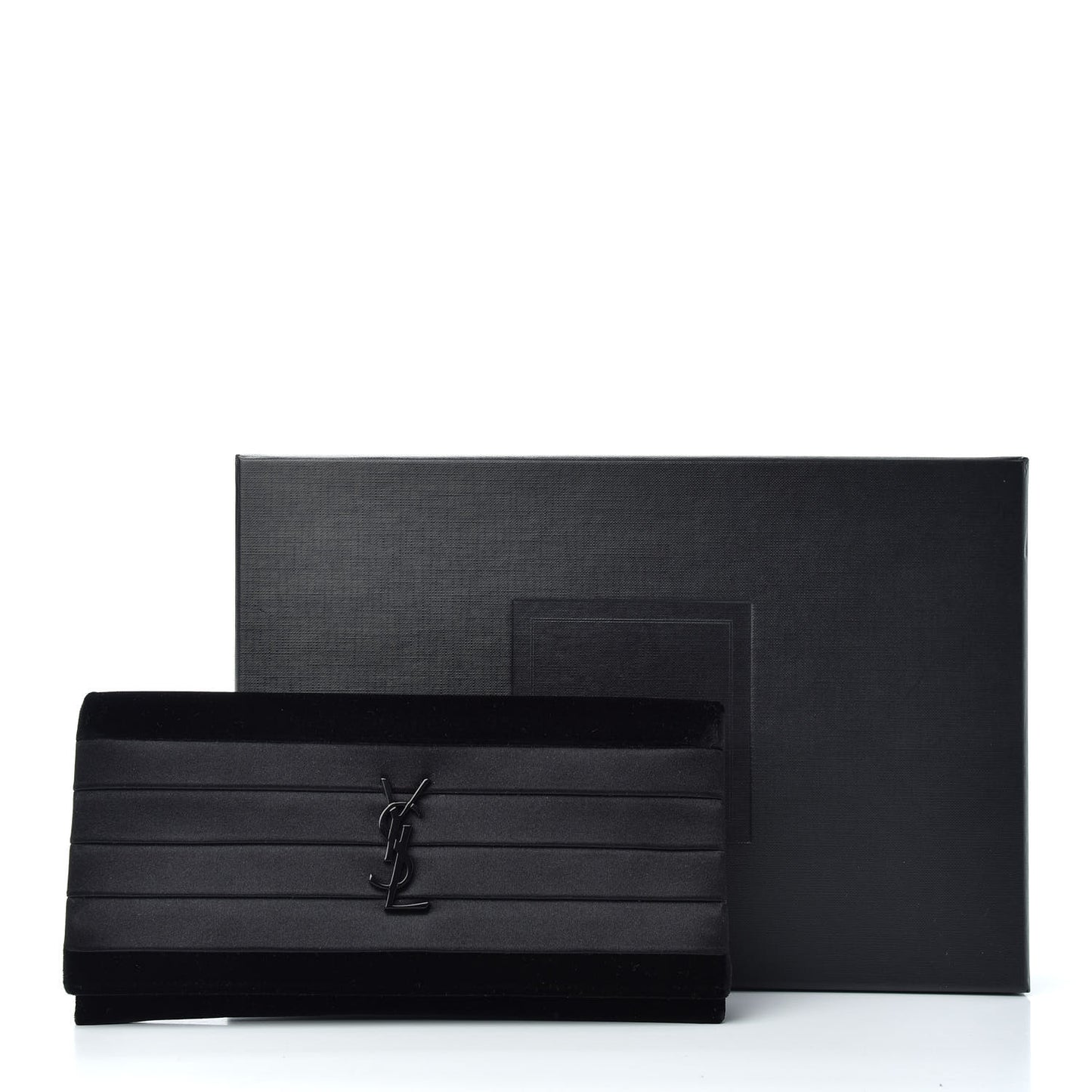 Velvet Satin Monogram Smoking Clutch Black