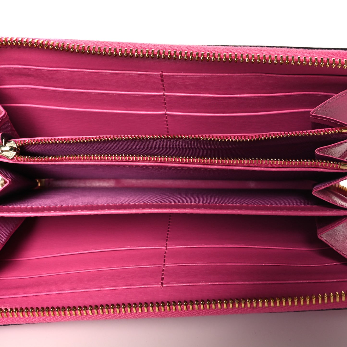 Monogram Calfskin Bree Zip Around Wallet Fuchsia