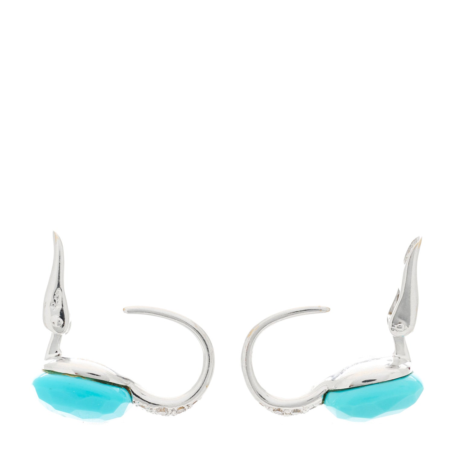 Pomellato 18K White Gold Diamond Turquoise Capri Drop Earrings 3 of 6